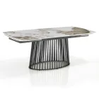 Uitschuifbare tafel tot 260 cm in keramiek, marmer en metalen afwerking - Veneto Viadurini