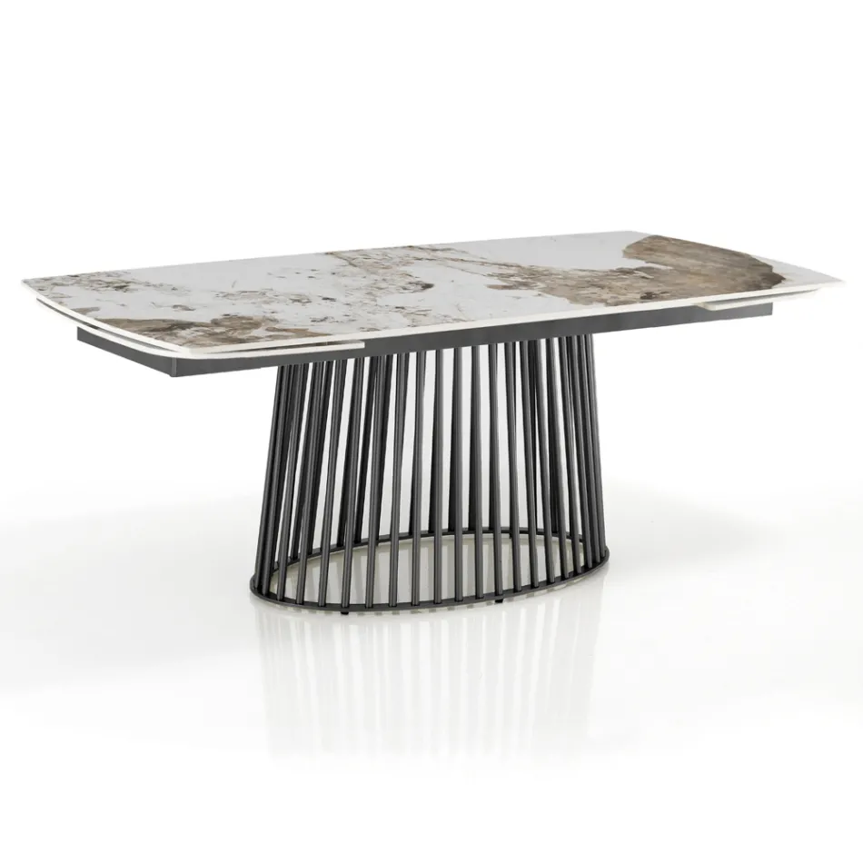 Uitschuifbare tafel tot 260 cm in keramiek, marmer en metalen afwerking - Veneto Viadurini