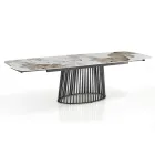 Uitschuifbare tafel tot 260 cm in keramiek, marmer en metalen afwerking - Veneto Viadurini