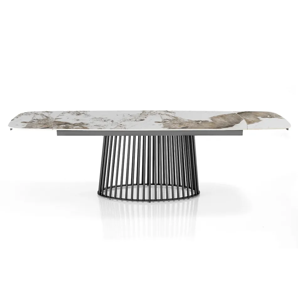 Uitschuifbare tafel tot 260 cm in keramiek, marmer en metalen afwerking - Veneto Viadurini