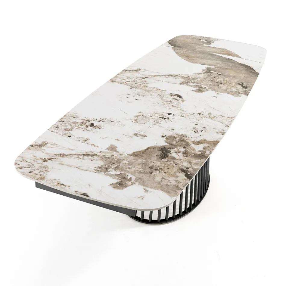 Uitschuifbare tafel tot 260 cm in keramiek, marmer en metalen afwerking - Veneto Viadurini