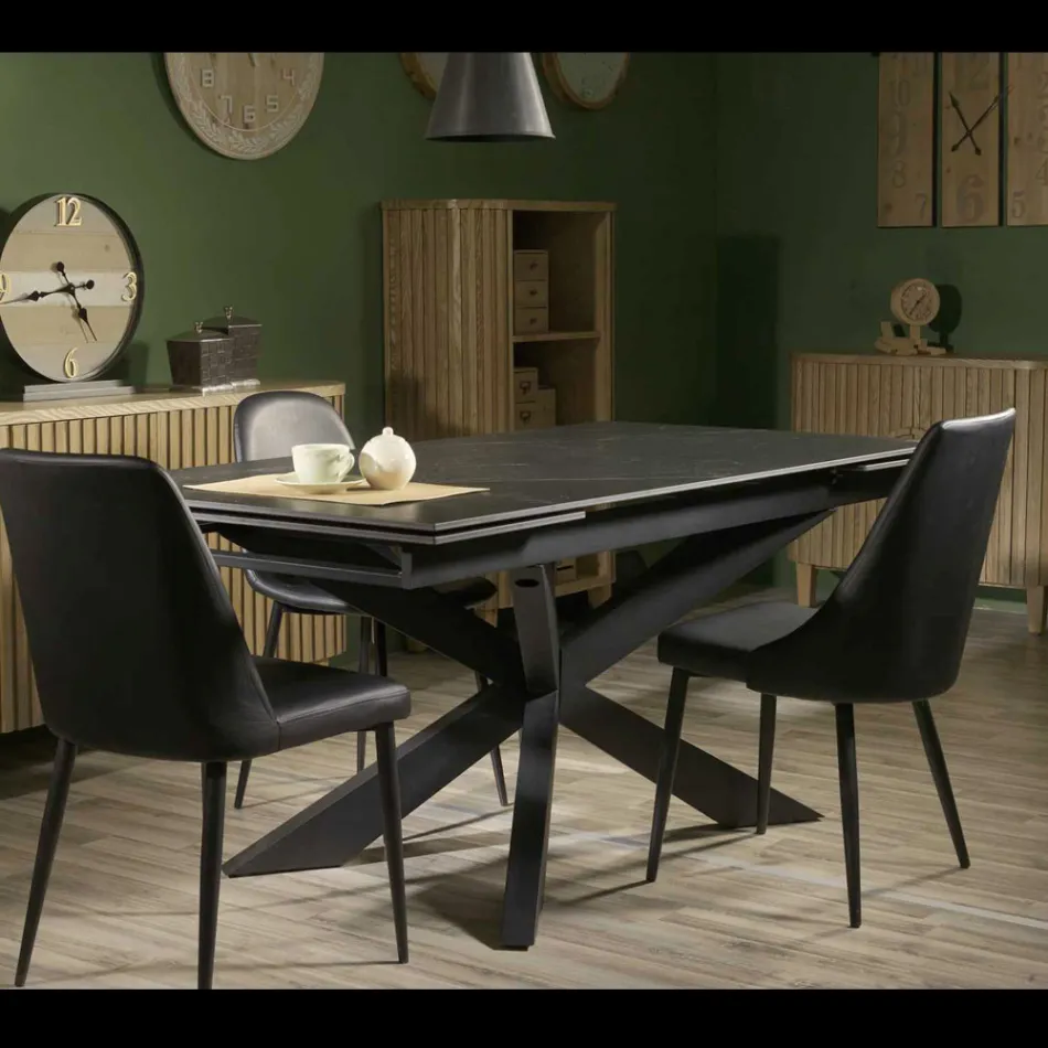 Uitschuifbare tafel 260 cm in metaal en kunststeen - Onderwater Viadurini