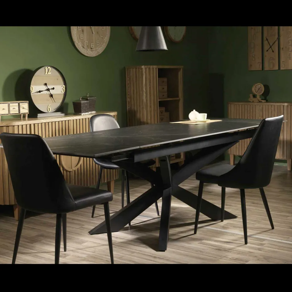 Uitschuifbare tafel 260 cm in metaal en kunststeen - Onderwater Viadurini