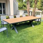 Uitschuifbare tafel 263 cm in aluminium en massief teak - Lilia Viadurini