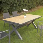 Uitschuifbare tafel 263 cm in aluminium en massief teak - Lilia Viadurini