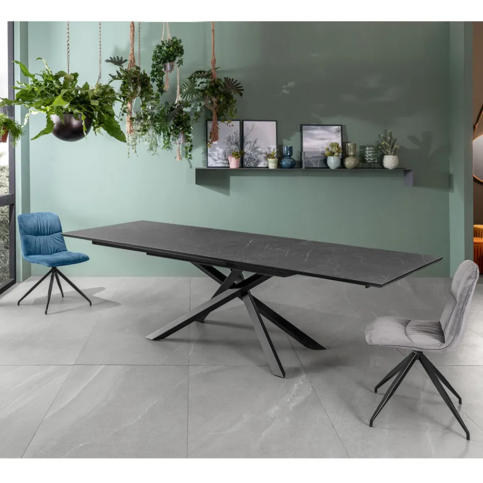 Uitschuifbare tafel tot 270 cm met HPL blad en aluminium onderstel - Zoeken Viadurini