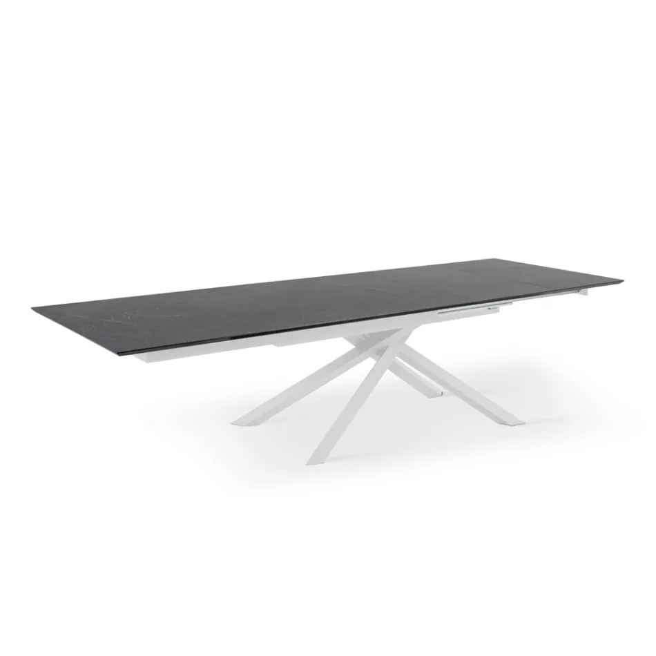 Uitschuifbare tafel tot 270 cm met HPL blad en aluminium onderstel - Zoeken Viadurini
