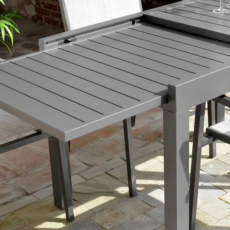 Uitschuifbare tafel 270 cm buiten met aluminium frame - Blad Viadurini
