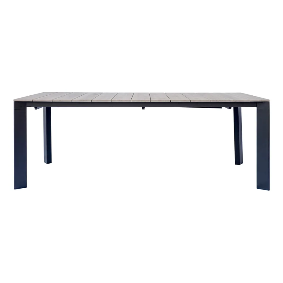 Uitschuifbare tafel tot 276 cm met houtlook aluminium - Ovara Viadurini