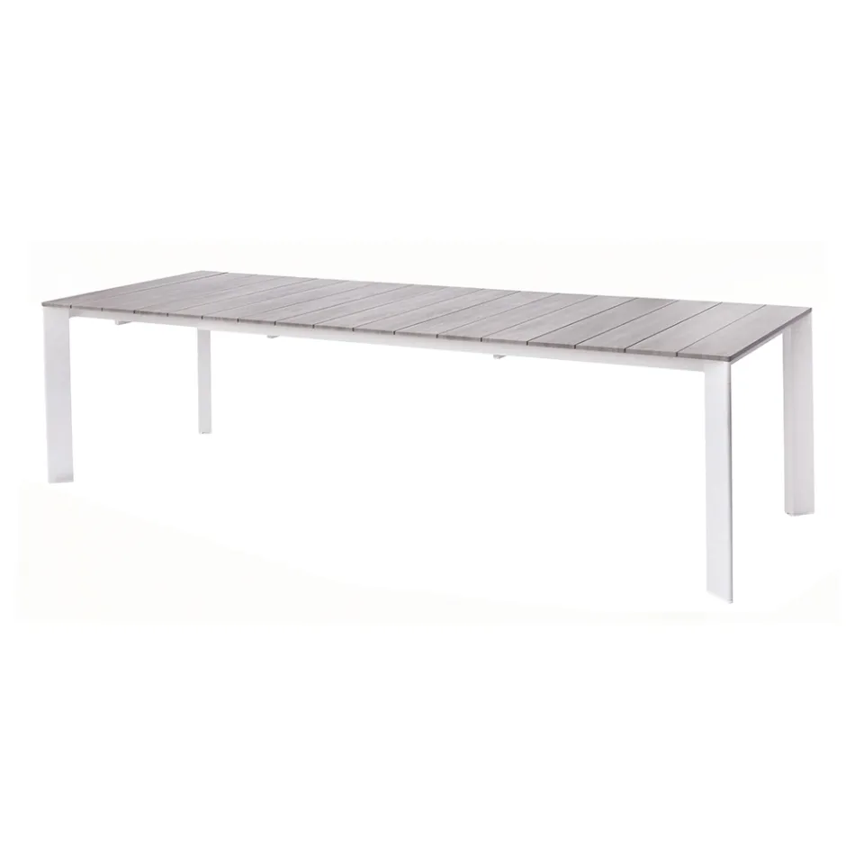 Uitschuifbare tafel tot 276 cm met houtlook aluminium - Ovara Viadurini