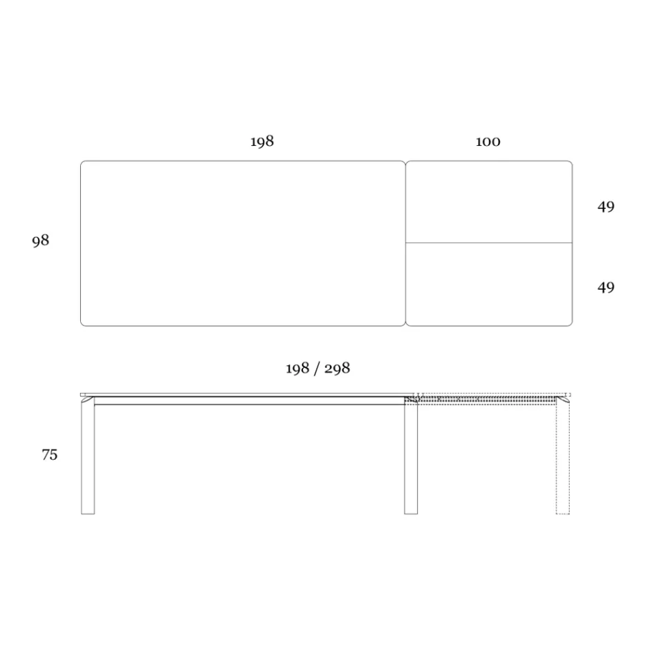 Uitschuifbare tafel tot 298 cm in keramiek en metaal Made in Italy - Tulp Viadurini