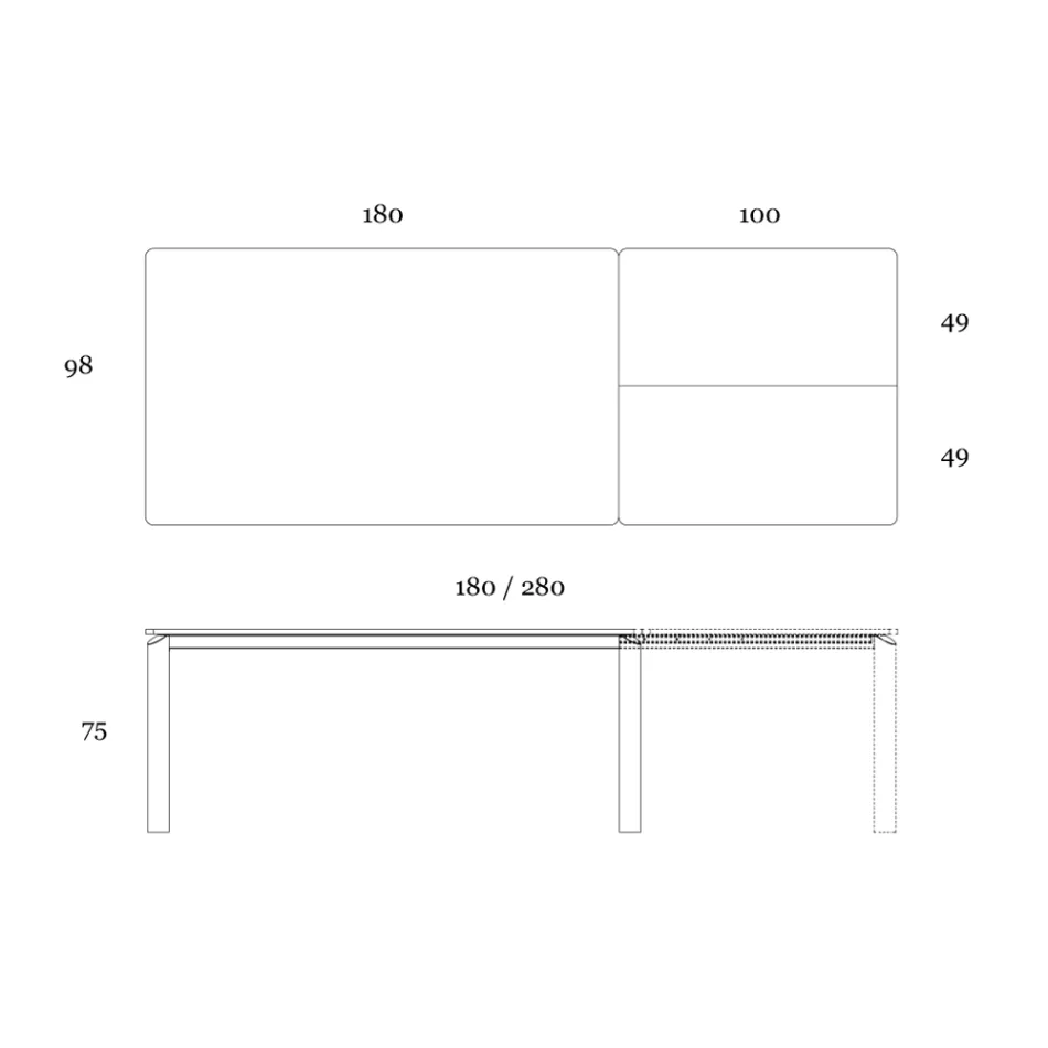 Uitschuifbare tafel tot 298 cm in keramiek en metaal Made in Italy - Tulp Viadurini