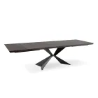 Uitschuifbare tafel tot 300 cm met metalen onderstel en eiken blad - Marineblauw Viadurini