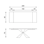 Uitschuifbare tafel tot 300 cm met metalen onderstel en eiken blad - Marineblauw Viadurini
