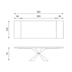 Uitschuifbare tafel tot 300 cm met metalen onderstel en eiken blad - Marineblauw Viadurini