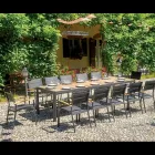 Uitschuifbare tafel tot 300 cm met schuifpoten in aluminium en teak - Felix Viadurini