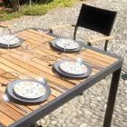 Uitschuifbare tafel tot 300 cm met schuifpoten in aluminium en teak - Felix Viadurini