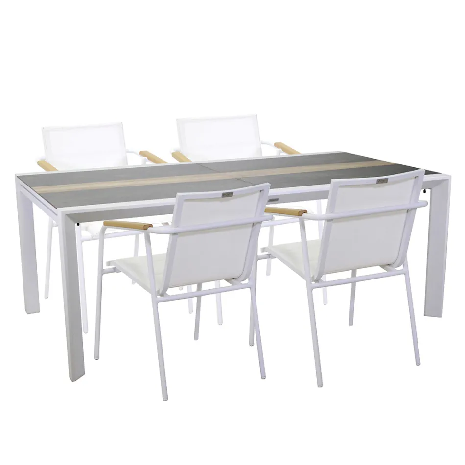 Uitschuifbare tafel 300 cm in aluminium met HPL inzet - Righello Viadurini