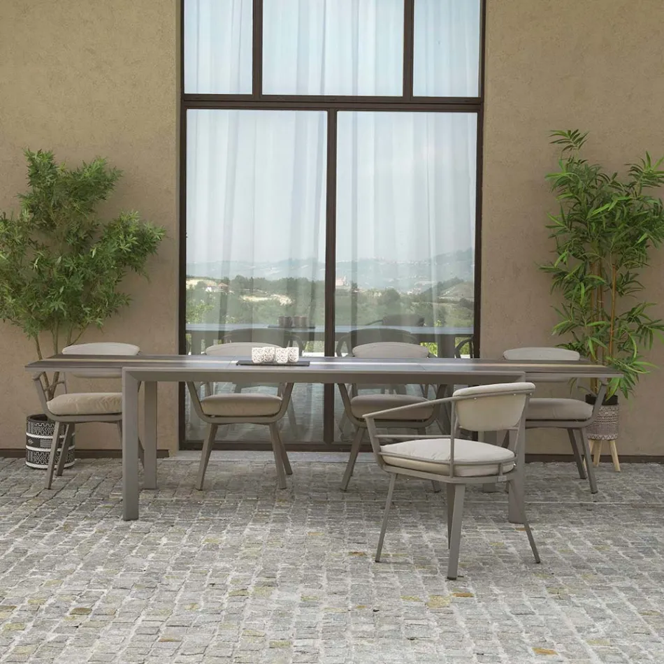 Uitschuifbare tafel 300 cm in aluminium met HPL inzet - Righello Viadurini