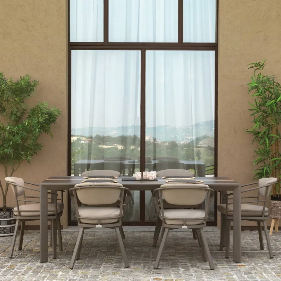 Uitschuifbare tafel 300 cm in aluminium met HPL inzet - Righello Viadurini