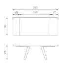 Uitschuifbare tafel tot 300 cm in eikenfineer en aluminium onderstel - Travis Viadurini
