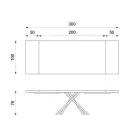 Uitschuifbare tafel tot 300 cm in eikenfineer en zwart metalen onderstel - Xino Viadurini