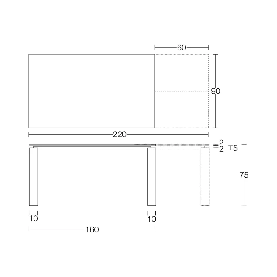 Uitschuifbare tafel 310 cm met laminaatblad en metalen onderstel - Spilla Viadurini