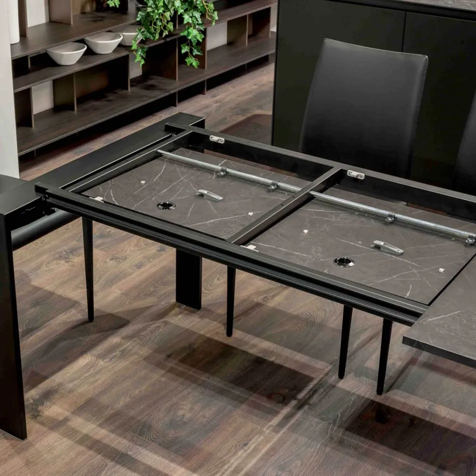 Uitschuifbare tafel 310 cm met laminaatblad en metalen onderstel - Spilla Viadurini