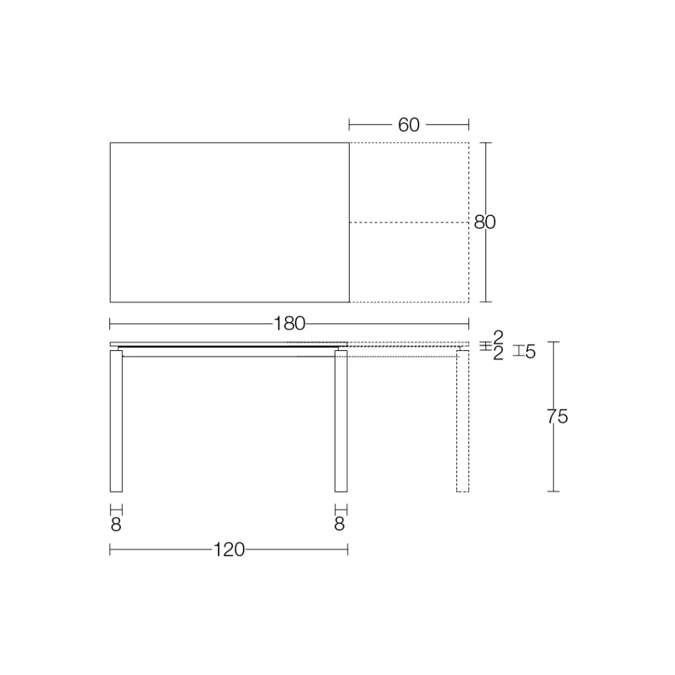 Uitschuifbare tafel 310 cm met laminaatblad en metalen onderstel - Spilla Viadurini