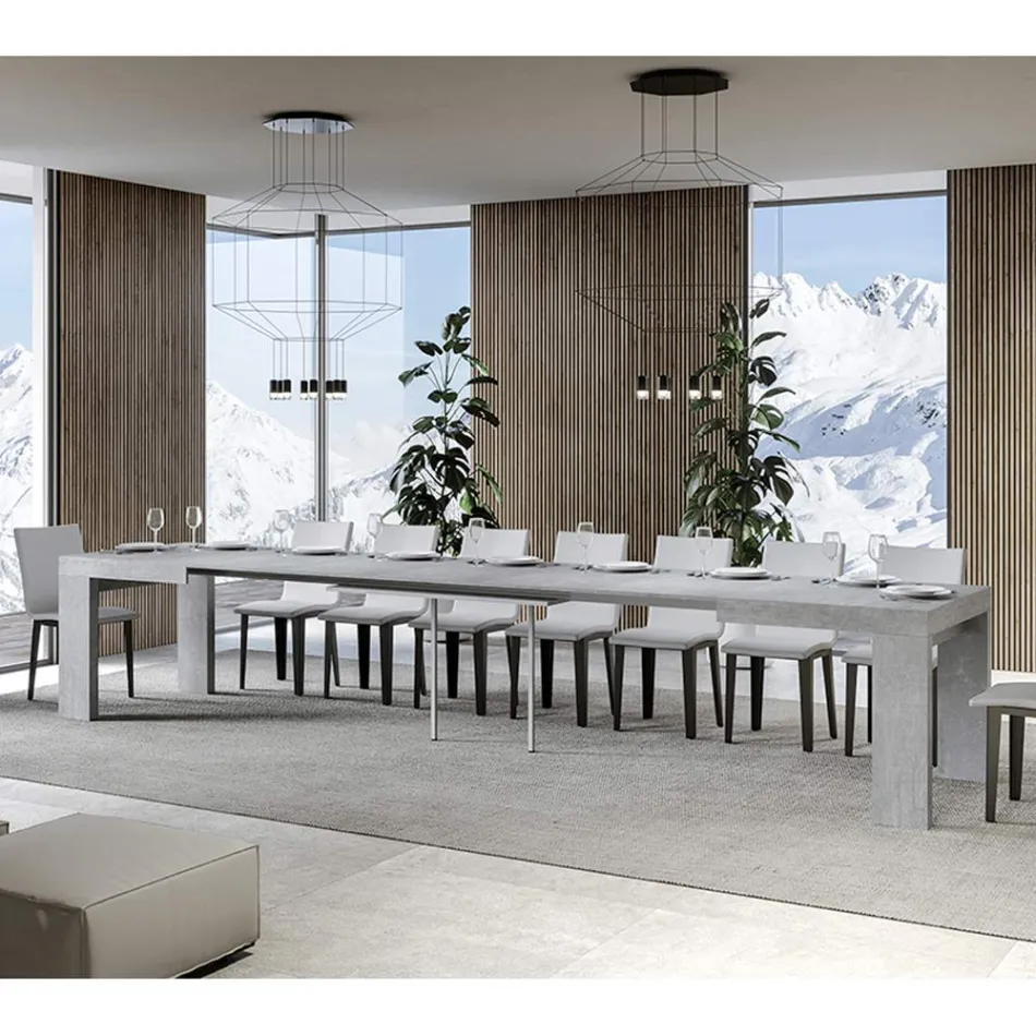 Uitschuifbare tafel tot 440 cm in houten microdeeltjes gemaakt in Italië - Boom Viadurini