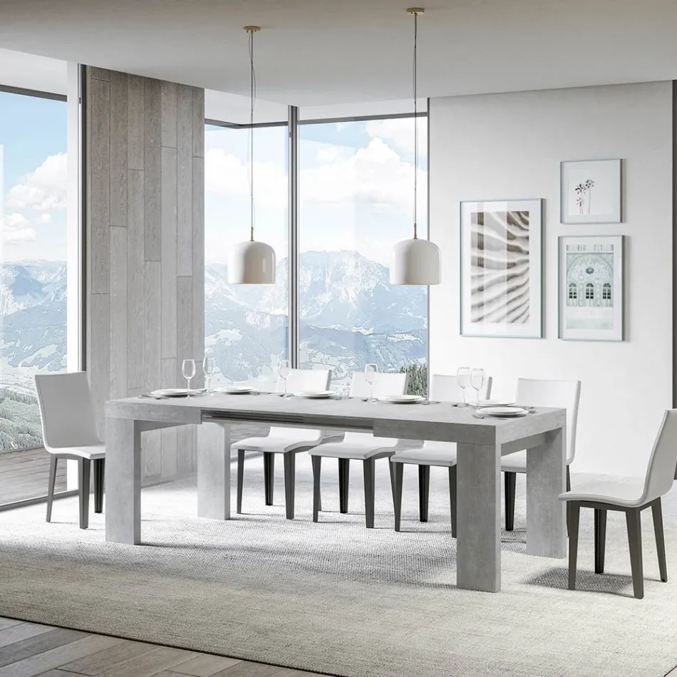 Uitschuifbare tafel tot 440 cm in houten microdeeltjes gemaakt in Italië - Boom Viadurini