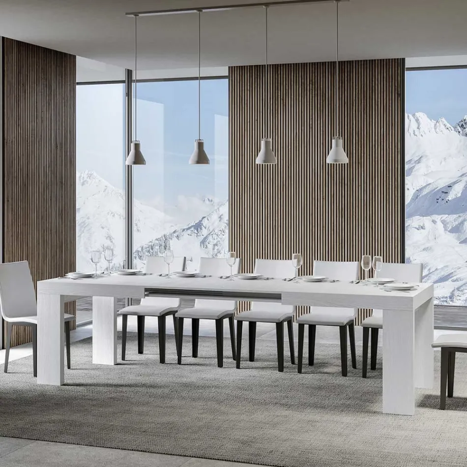 Uitschuifbare tafel tot 440 cm in houten microdeeltjes gemaakt in Italië - Boom Viadurini