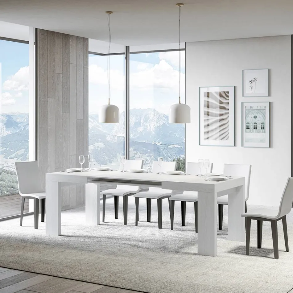 Uitschuifbare tafel tot 440 cm in houten microdeeltjes gemaakt in Italië - Boom Viadurini