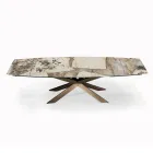 Uitschuifbare tonvormige tafel met geïntegreerde verlengstukken Made in Italy - Grotta Viadurini