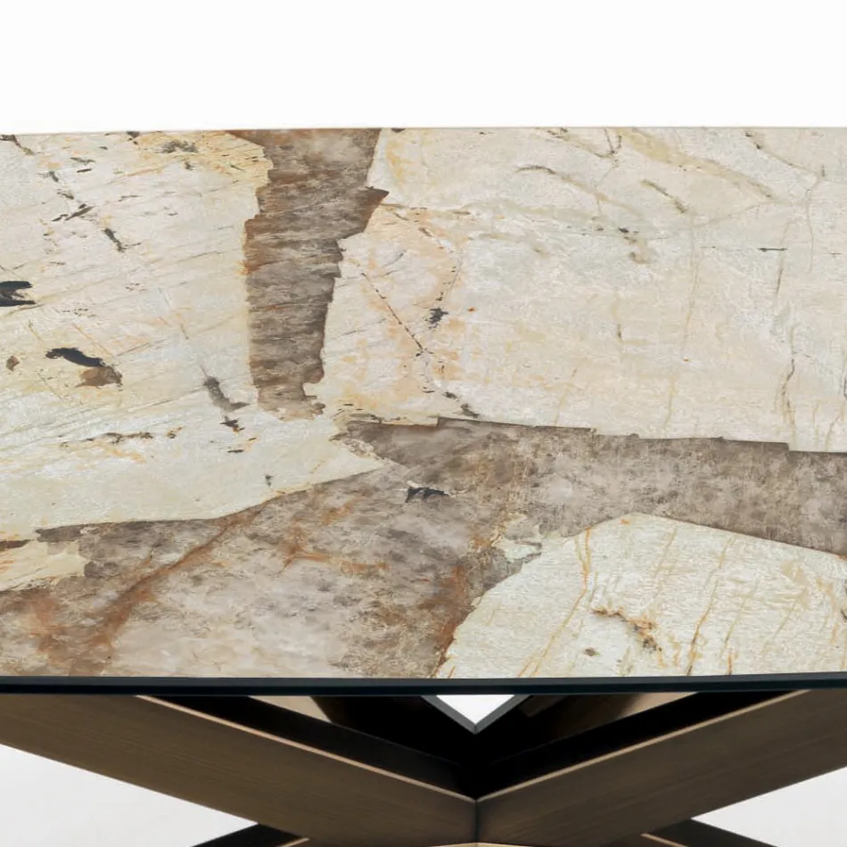 Uitschuifbare tonvormige tafel met geïntegreerde verlengstukken Made in Italy - Grotta Viadurini