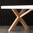 White uitschuifbare tafel met natuurlijke stevige structuur Rico Viadurini