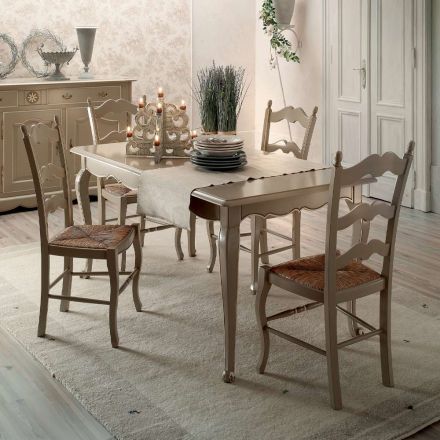 Uitschuifbare tafel met 4 stoelen in licht duifgrijs Made in Italy - Celestino Viadurini