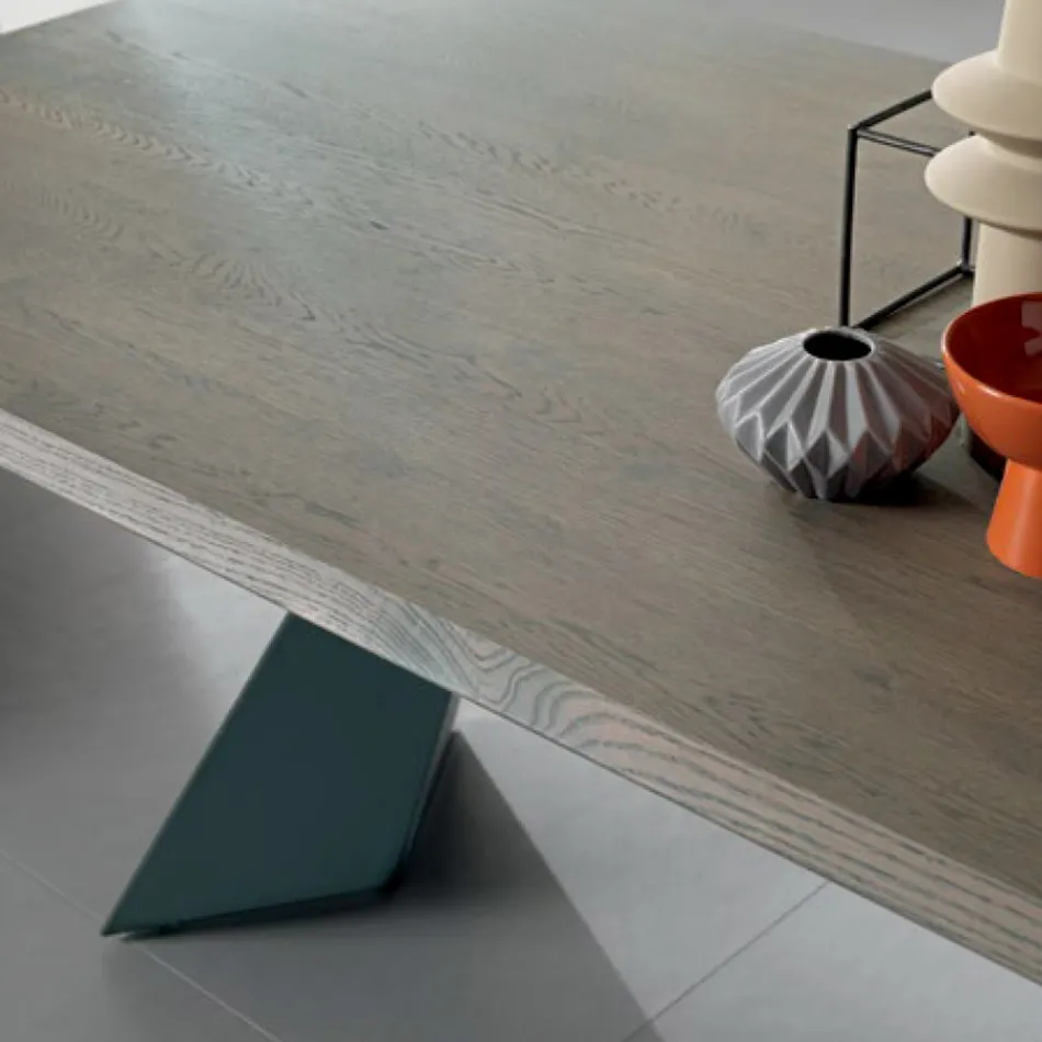 Uitschuifbare tafel met zijverlenging in gefineerd hout - Aperol Viadurini