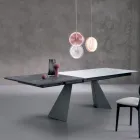 Uitschuifbare tafel met zijverlenging in melkglas - Aperol Viadurini