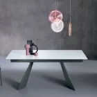 Uitschuifbare tafel met zijverlenging in melkglas - Aperol Viadurini