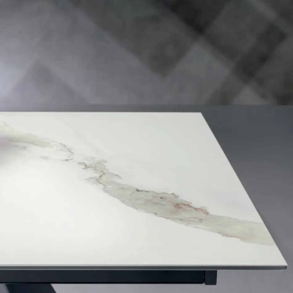 Uitschuifbare tafel met zijverlenging in glaskeramiek - Aperol Viadurini