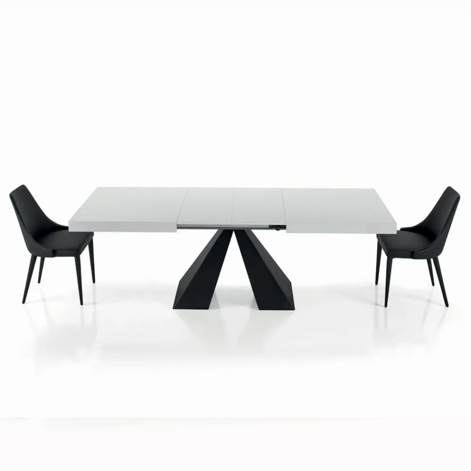 Uitschuifbare tafel met centrale opening en vouwrand Made in Italy - Dalmatian Viadurini