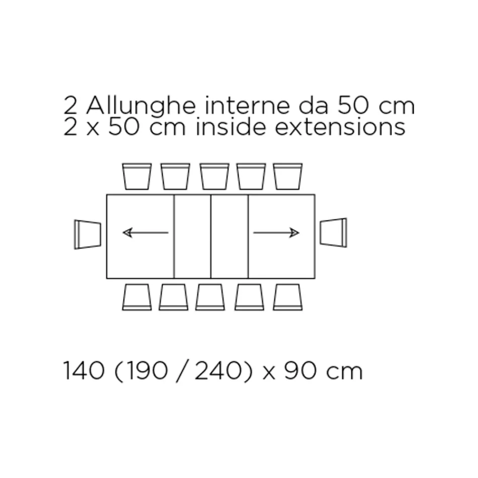 Uitschuifbare tafel met centrale opening en vouwrand Made in Italy - Dalmatian Viadurini