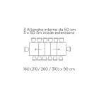 Uitschuifbare tafel met gesynchroniseerde centrale opening in laminaat - Settimmio Viadurini