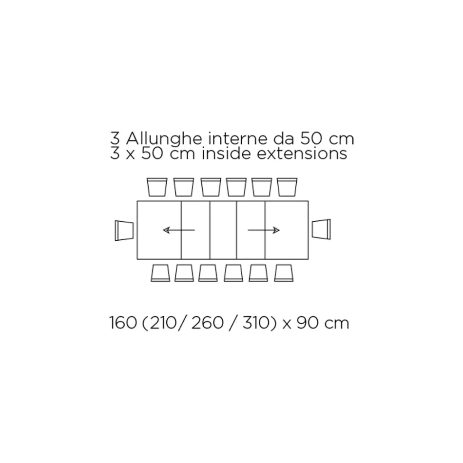 Uitschuifbare tafel met gesynchroniseerde centrale opening in laminaat - Settimmio Viadurini