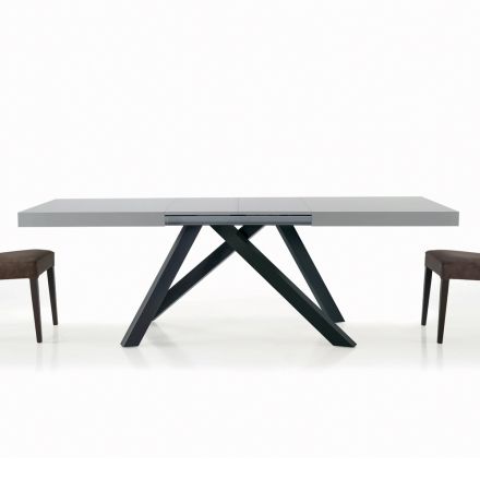 Uitschuifbare tafel met gesynchroniseerde centrale opening in laminaat - Settimmio Viadurini