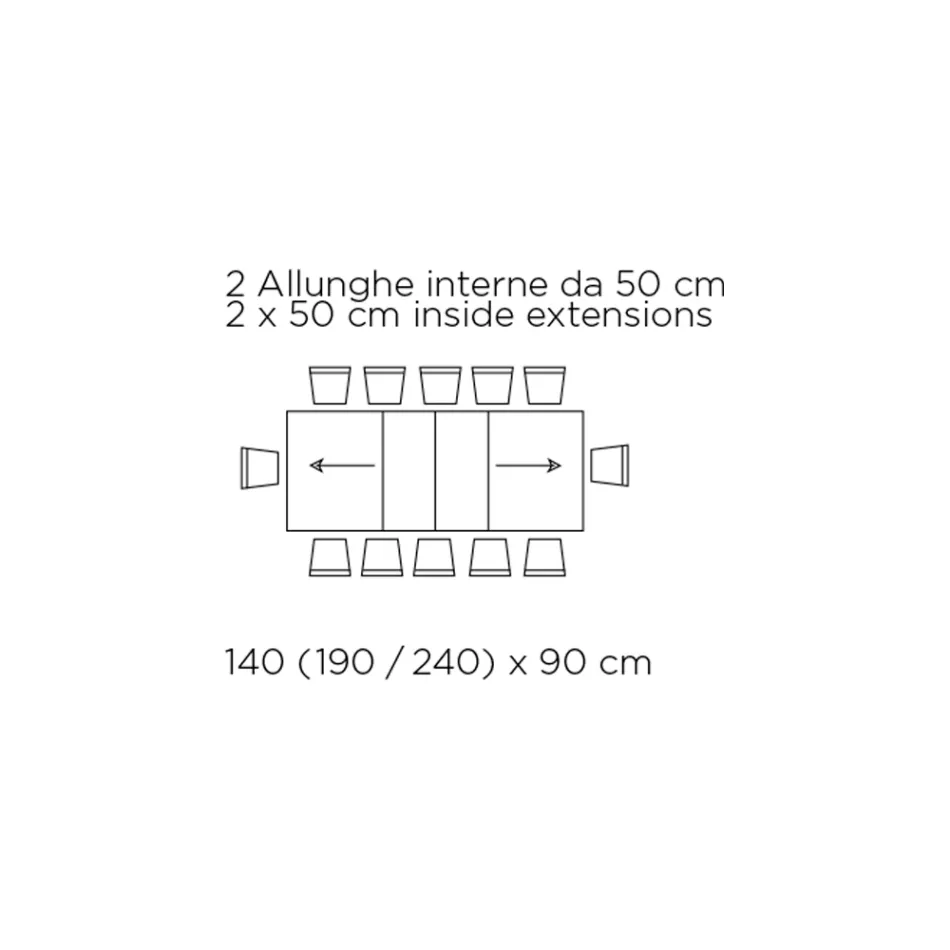 Uitschuifbare tafel met gesynchroniseerde centrale opening in laminaat - Settimmio Viadurini