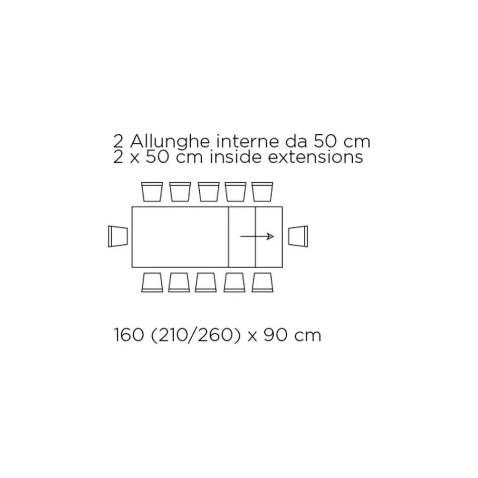 Uitschuifbare tafel met gesynchroniseerde zijopening in melamine - Settimmio Viadurini