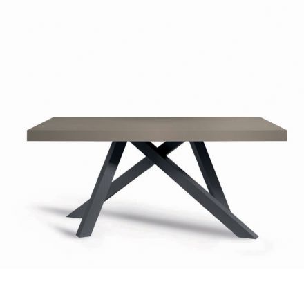 Uitschuifbare tafel met gesynchroniseerde zijopening in melamine - Settimmio Viadurini