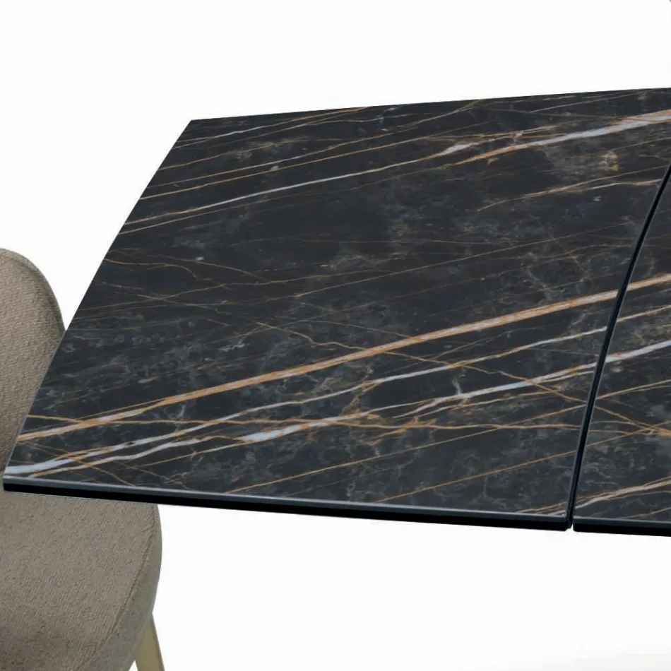 Uitschuifbare tafel met onderstel en blad in verschillende afwerkingen Made in Italy - Settimmio Viadurini